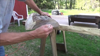 The Walnut Slabs. Sealing the end grain with wax to minimize checking.