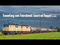 Traumfänge zum Feierabend: Smartrail Doppel BR111 am Ölzug und STRABAG V 100 O mit Bauzug