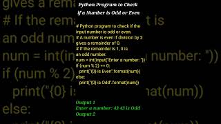 Python Program to Check if a Number is Odd or Even @computerstudyzone