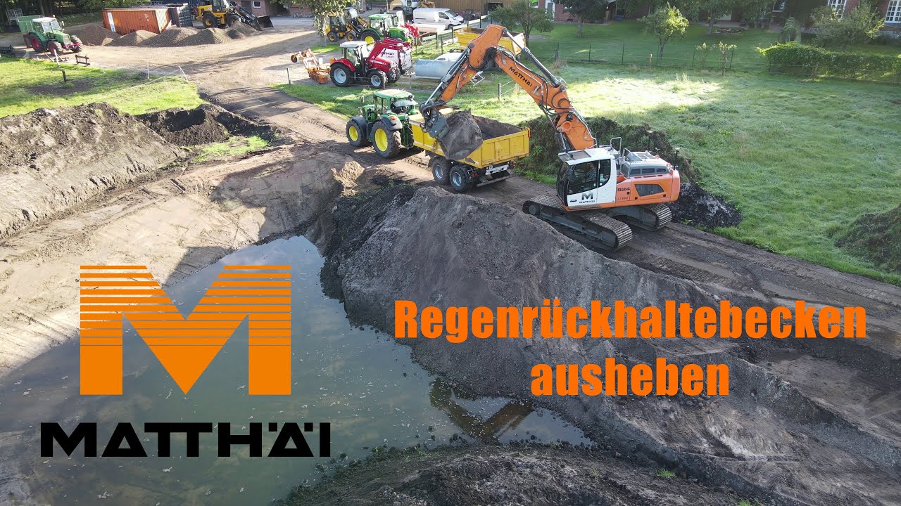 Ein Regenrückhaltebecken entsteht - Liebherr R924 OD Varrel