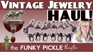 VALUABLE Vintage Jewelry HAUL Thrift Store Finds Art Deco! Sterling Silver!