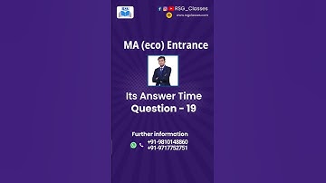 Q-19| CUET Quiz Answer Revealed! 🎯 Did You Get It Right | RSG Classes | MA Eco Entrance Preparation