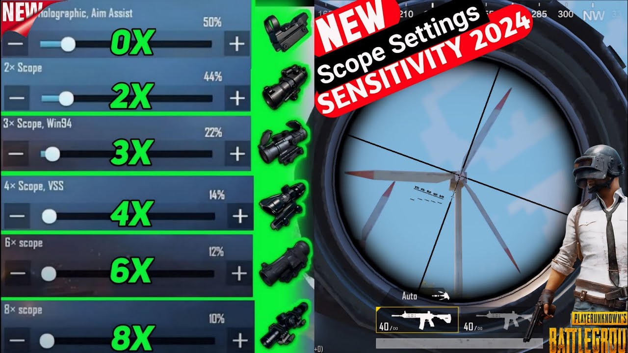 PUBG MOBILE/BGMI Scope Setting 2x 3x 4x 6x 8x All Guns 2024🥶| Battleground Sensitivity Settings 2024