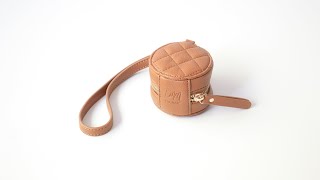 L&M Boutique Baby Nappy Bag Pacifier Case - Tan | Quilted Dummy Case with wrist strap