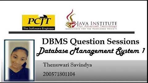 Database Question Series | Question 02 | Java Institute For Advanced Technology