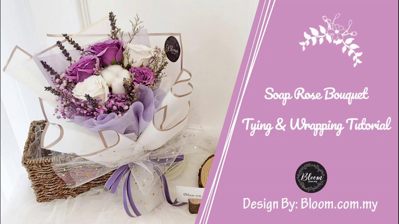 Soap Rose Bouquet Tying & Wrapping Tutorial, Flower Bouquet Ideas &  Techniques, 螺旋花腳手綁干花花束