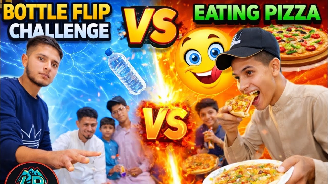 Flip the Bottle = Eat Pizza 🍕😱 | Fun ChallengeEvery Bottle Flip Wins Pizza! 🍕🔥