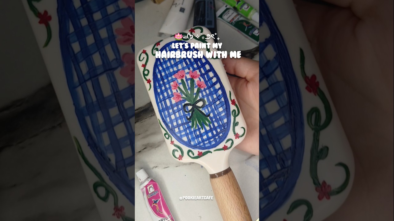 🪷Let's paint hairbrush with me #art #painting #pfypシ #ytshorts
