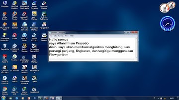 Flowchart menghitung luas persegi panjang, lingkaran, dan segitiga menggunakan flowgorithm