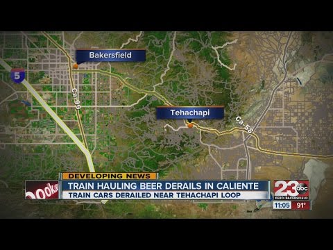 Train hauling beer derails near Tehachapi Loop
