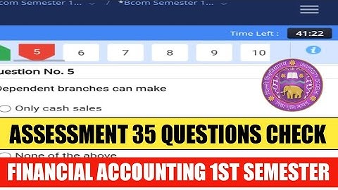 Sol First Semester Financial Accounting Assessment 35 Questions Solution 2023 II 1st Sem Assessment