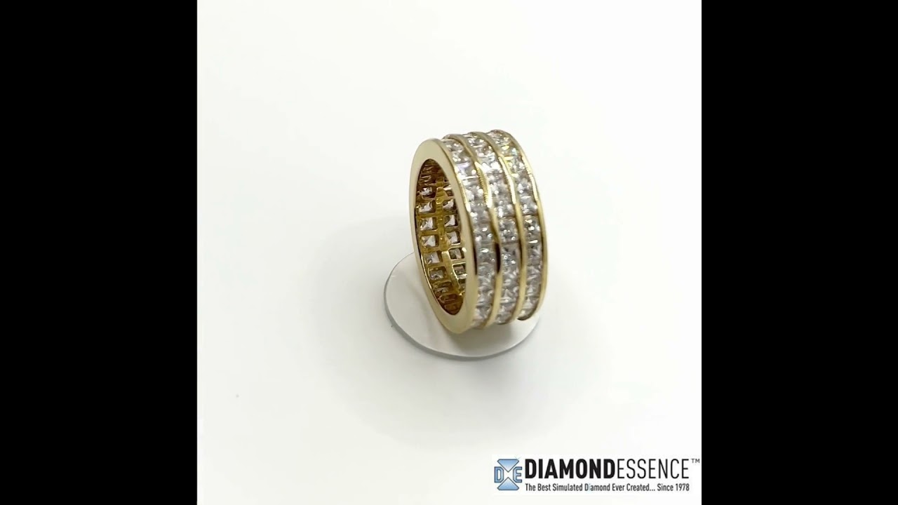 Channel Set Eternity Band with Simulated Princess Cut Diamonds by Diamond Essence.