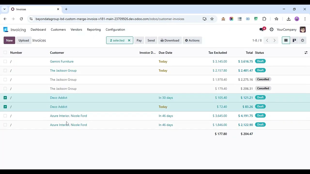 Odoo || Merge Invoices ||