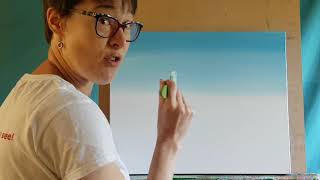 How to paint with acrylic - skies - soft blending for blue sky and sunrise sky with Charlotte Giblin screenshot 5