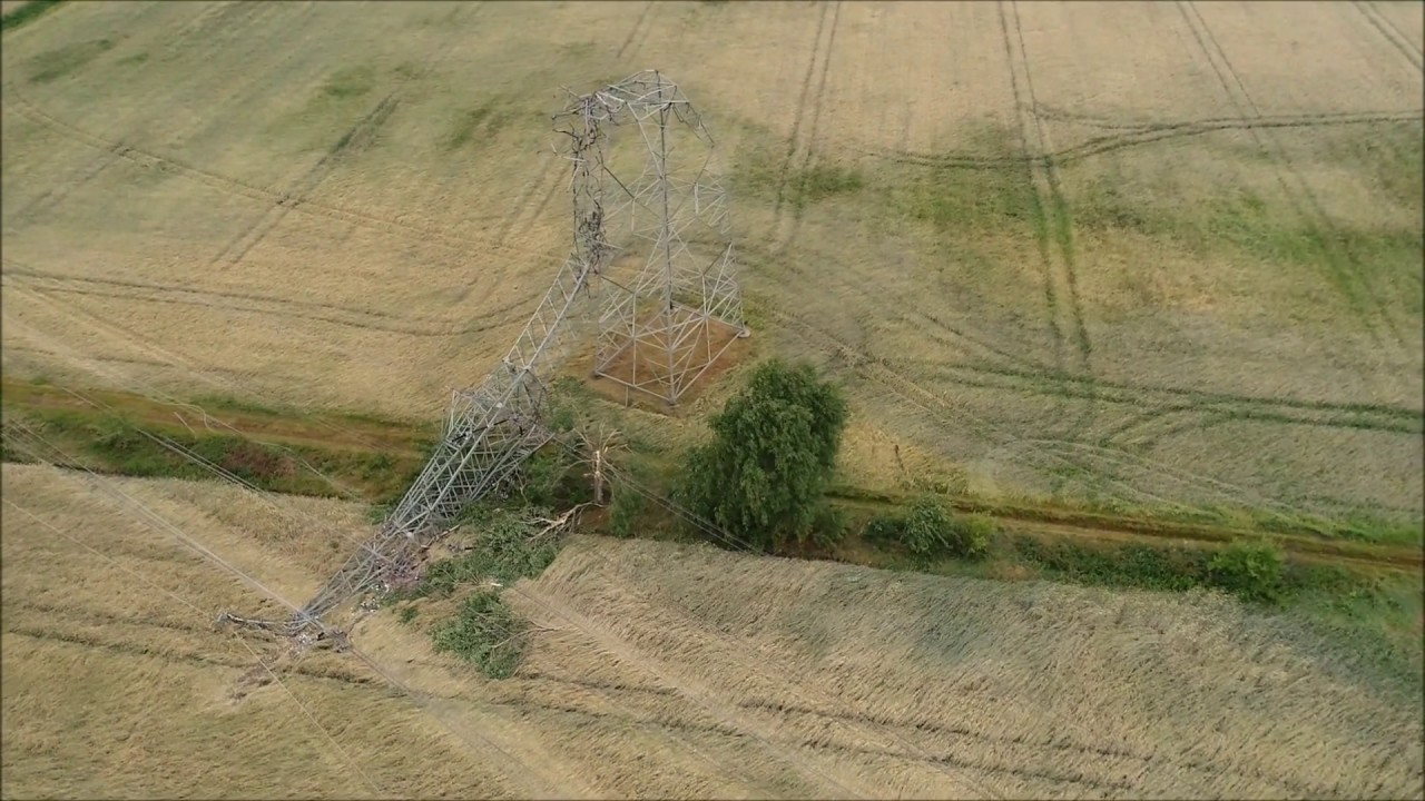 Sturmschaden Strommasten in Schadewitz  Elbe Elster 22 6 2017