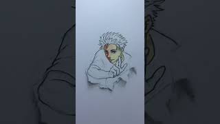 How to Draw Gojo Satoru | 3D Torn Paper Illusion Art #shorts