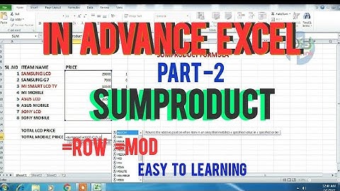 How to Use the SUMPRODUCT Function in Excel part 2 video || sumproduct advance excel