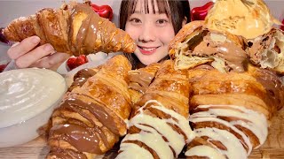ASMR Chocolate Croissant Peanut Cream Croissant【Mukbang/ Eating Sounds】【English subtitles】