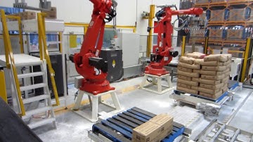 Xếp hàng lên pallet tự động robot   Cung cấp giải pháp robot Giaiphaprobot@gmail com