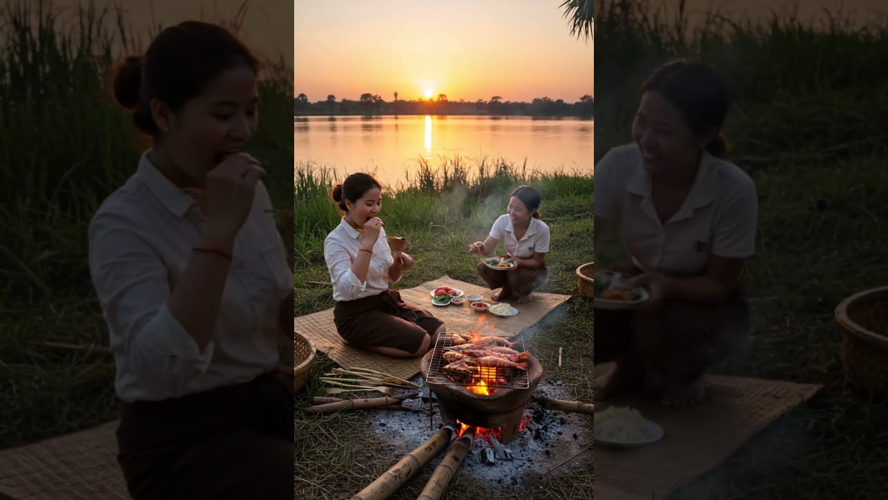 Two Cambodian Cooking Adventure Sunset BBQ by the Lake