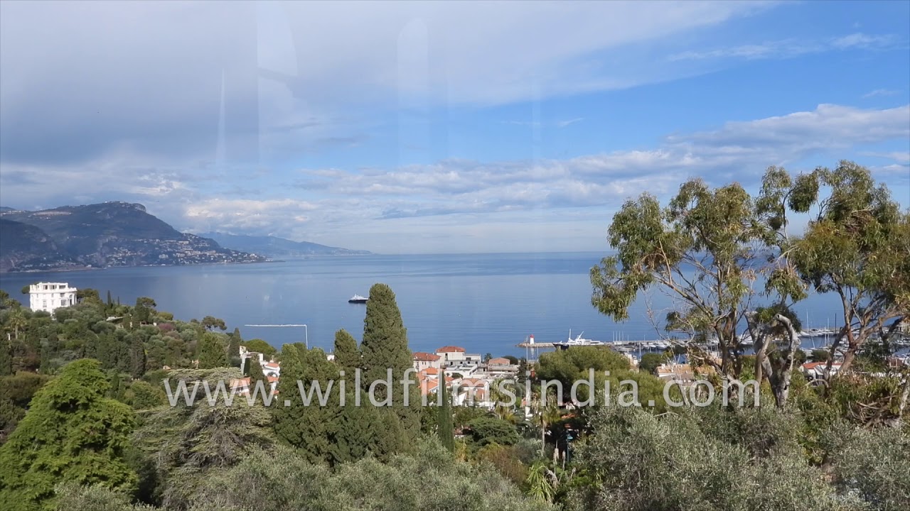 nepal flag St. John Cap Ferrat from above yacht harbour, Villa Rothschild, French Riviera