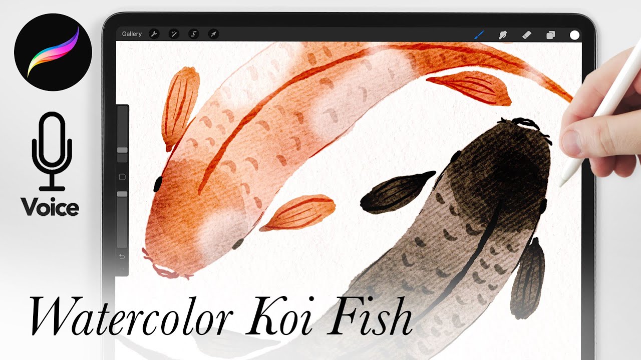 Watercolor Koi Fish in Procreate // Easy Zen Wabi-sabi Painting tutorial