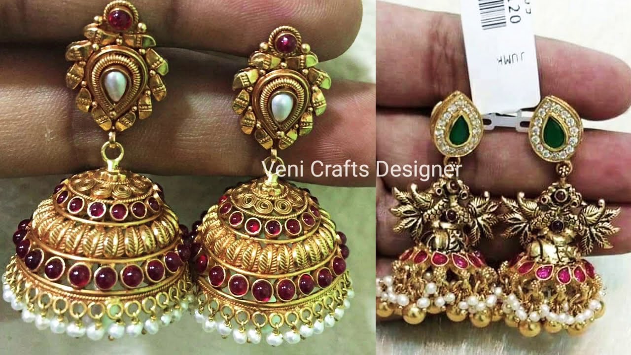Latest Gold Jhumka Designs With Weight|Gold Earrings Jhumka Designs ...