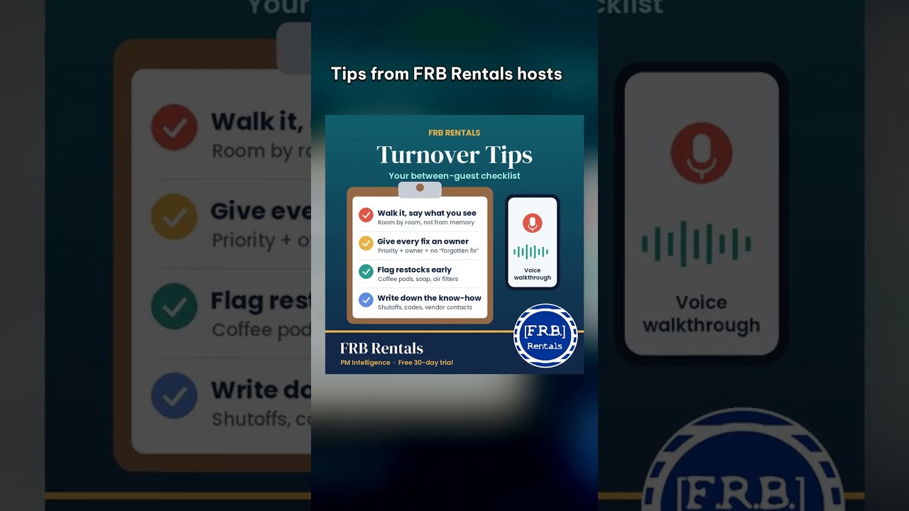 4 Turnover Tips for Airbnb and Short-Term Rental Hosts | FRB Rentals #Shorts