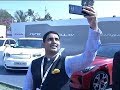 Nara Lokesh takes selfie & rides KIA Car at CII Partnership Summit in Visakha