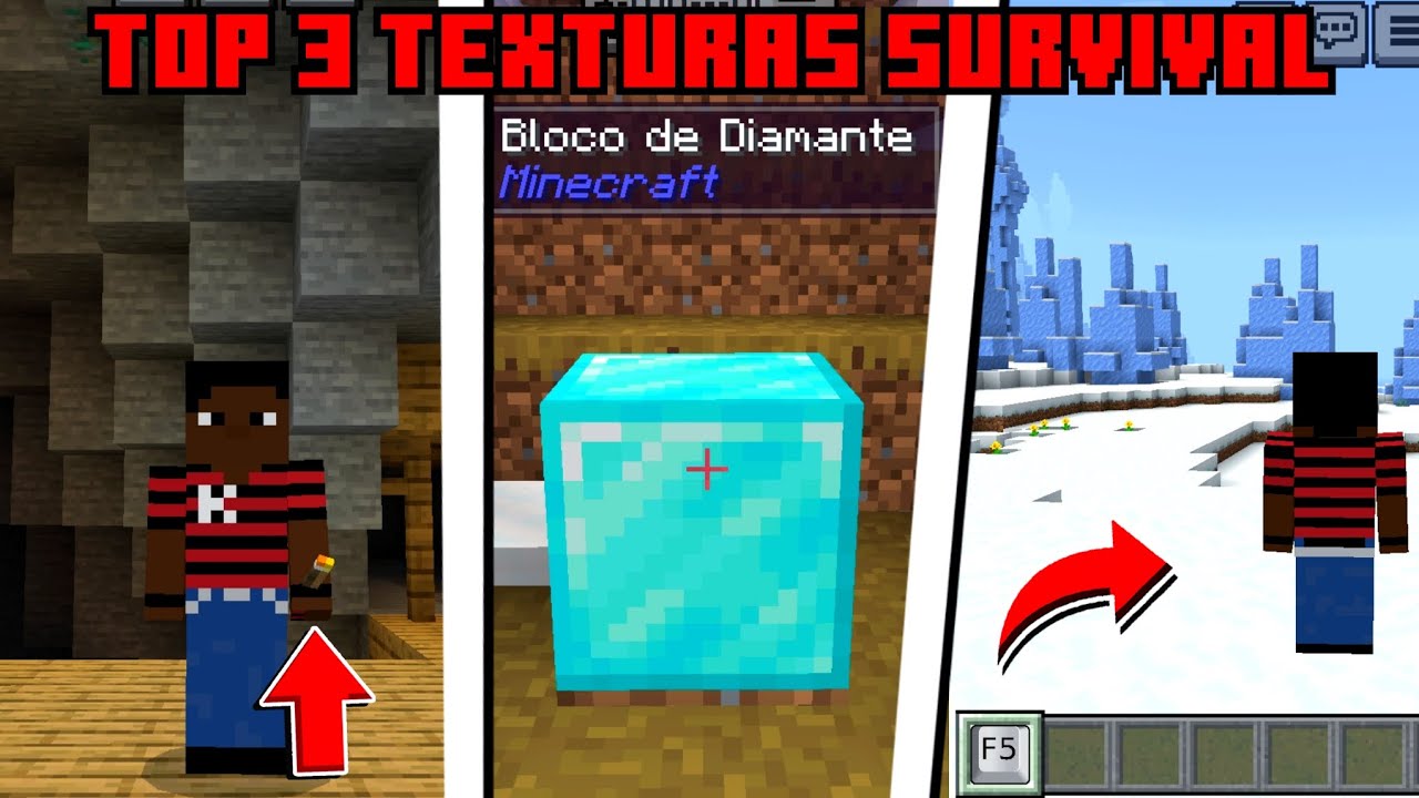 3 TEXTURAS PARA MELHORAR SEU SURVIVAL NO MINECRAFT PE - YouTube