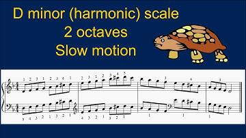 D minor harmonic scale 2 octaves, slow motion #pianotutorial
