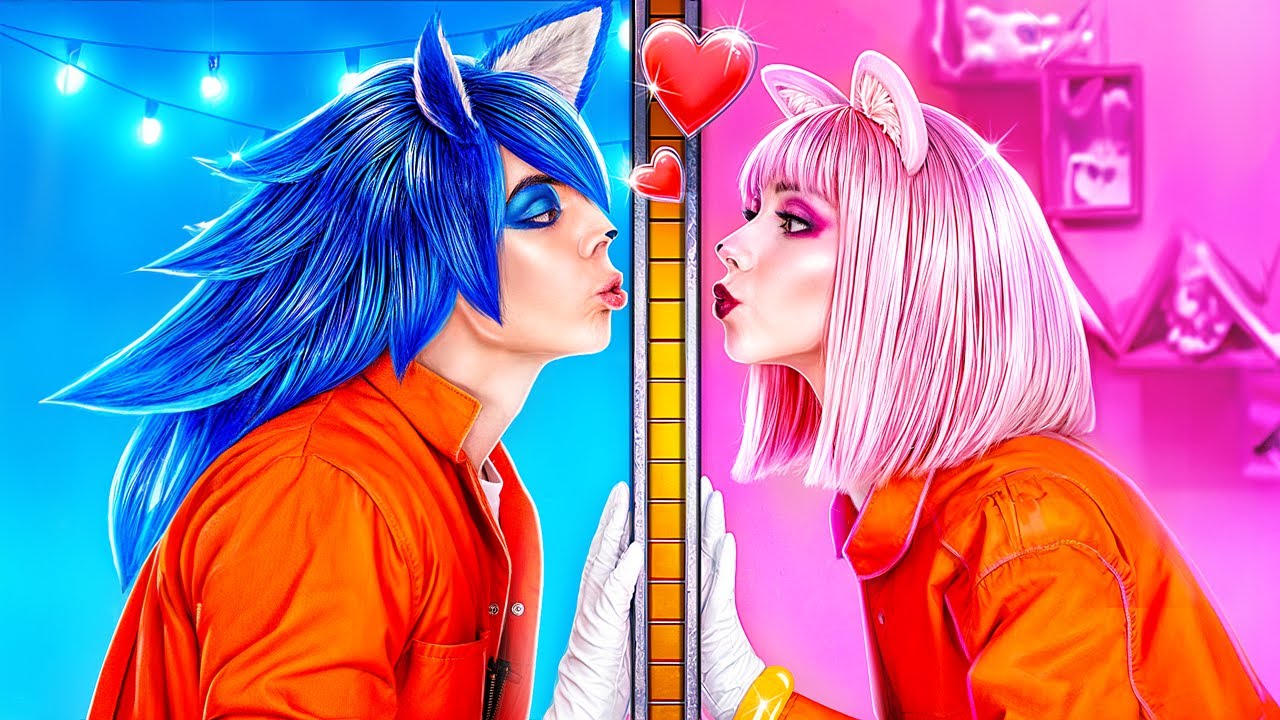 Vězeňská výzva jedné barvy! Ježek Sonic a Amy Rose staví tajnou místnost ve vězení!