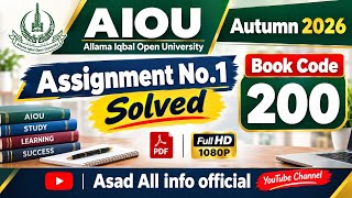 AIOU Code 200 Solved Assignment No.1 Autumn 2026 || SELLING OF HOME MADE PRODUCTS |Level: Matric