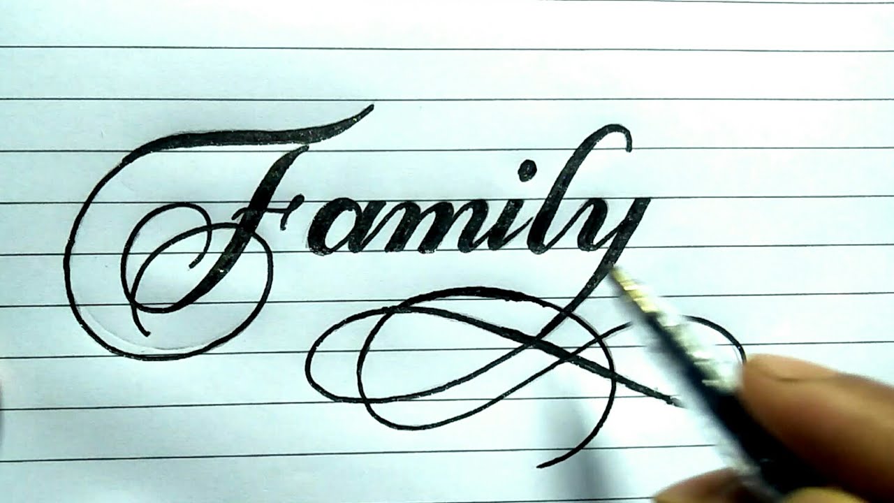 Write the word Family in Copperplate calligraphy  Cursive writing  Family   Rua sign writing