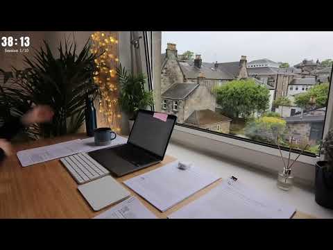 10 HOUR STUDY WITH ME | Background noise, 10 min Break, No music, Study with Merve