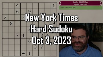 NYT Hard Sudoku Walkthrough | October 3, 2023