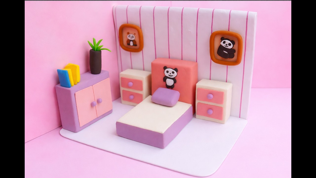 🌸🏡 DIY Pink Dollhouse Bedroom Decor 💖🛏️ Cute Pink Doll House
