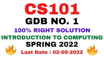 CS101 GDB NO. 1 SPRING 2022 || 100% RIGHT SOLUTION || INTRODUCTION TO COMPUTING || BY VuTech