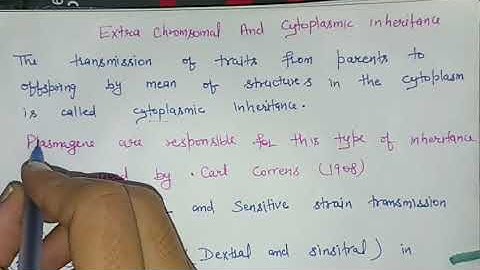 Cytoplasmic inheritance and extra chromosomal inheritance B.Sc 2nd 