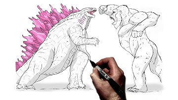 How To Draw Godzilla vs Kong | Step By Step | Monsterverse