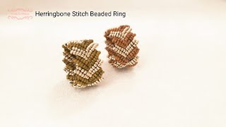 Herringbone Stitch Beaded Ring. Beads Jewelry Making. Beading Tutorials. Handmade.