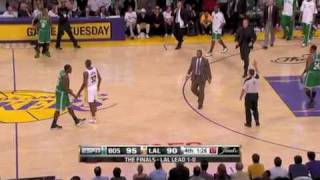 Doc Rivers runs on the court to call a timeout in the fourth quarter Lakers Celtics The Finals