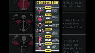 #7 Days Workout Plan For Beginner | Workout Split | #workout #gym #shorts