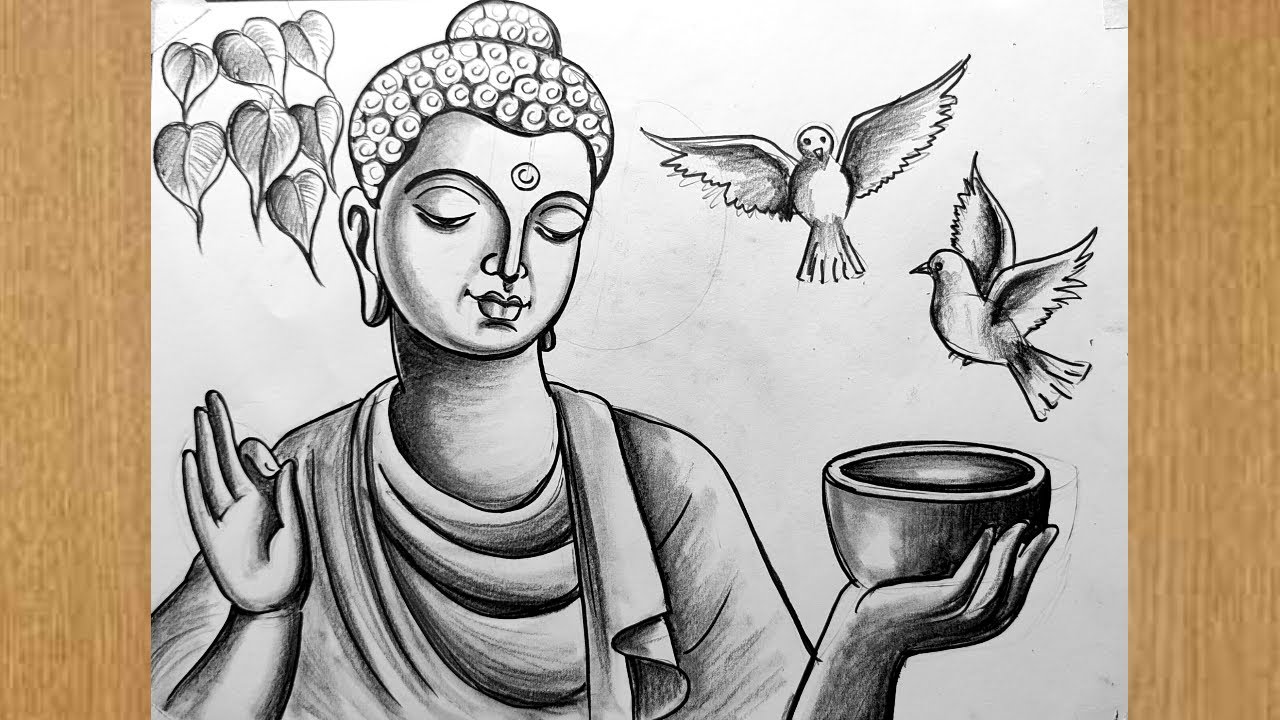 how to draw lord buddha easy pencil sketch drawing,easy pencil art