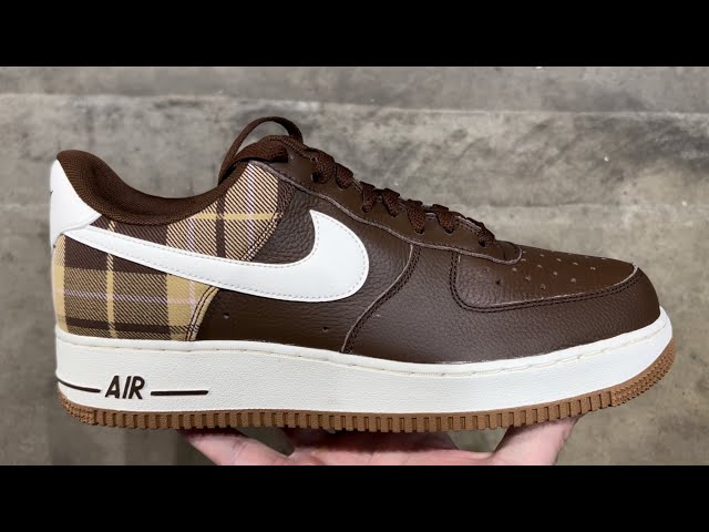 Nike Air Force 1 Low Plaid Cacao Wow Brown Shoes - YouTube