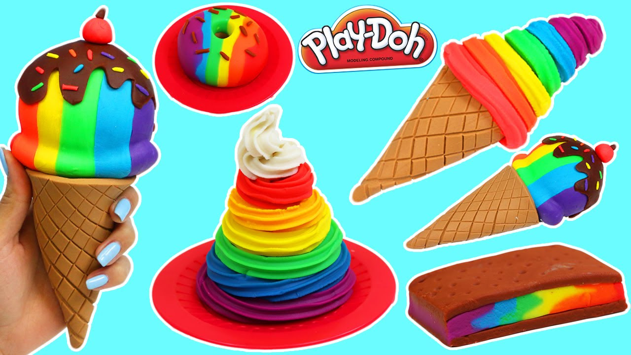  New  Play Doh Rainbow Swirl, Ice Cream Sandwich, Donut \u0026 More Desserts!