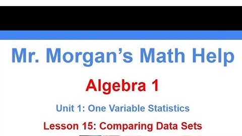 Algebra 1 Unit 1 Lesson 15 - Mr. Morgan’s Math Help