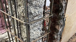 Process of Jacketing Damaged RCC Column | RCC Column Repair | Polymer Modified Mortar | Gorav Udasi