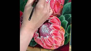 Painting Proteas in Acrylic Paint