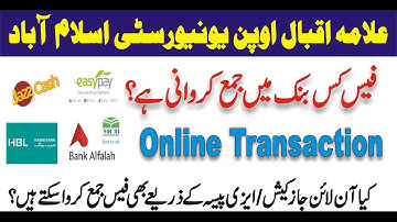 AIOU Admission Fee Bank 2024 | Banks name for fee of aiou | AIOU online fee submit banks name